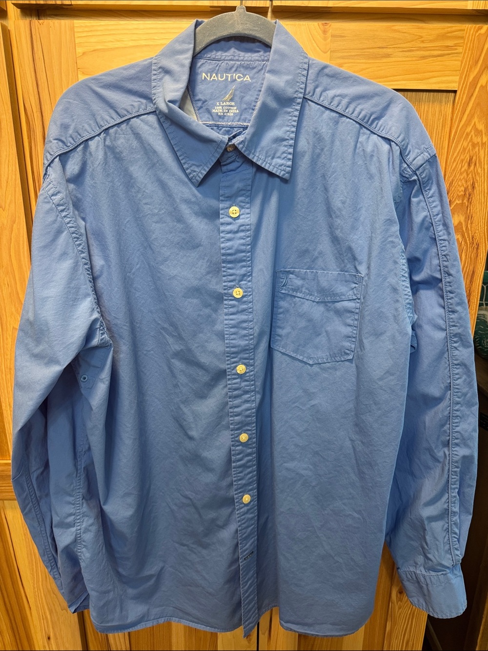 Nautica Men's Sky Blue Classic Button-Down Shirt